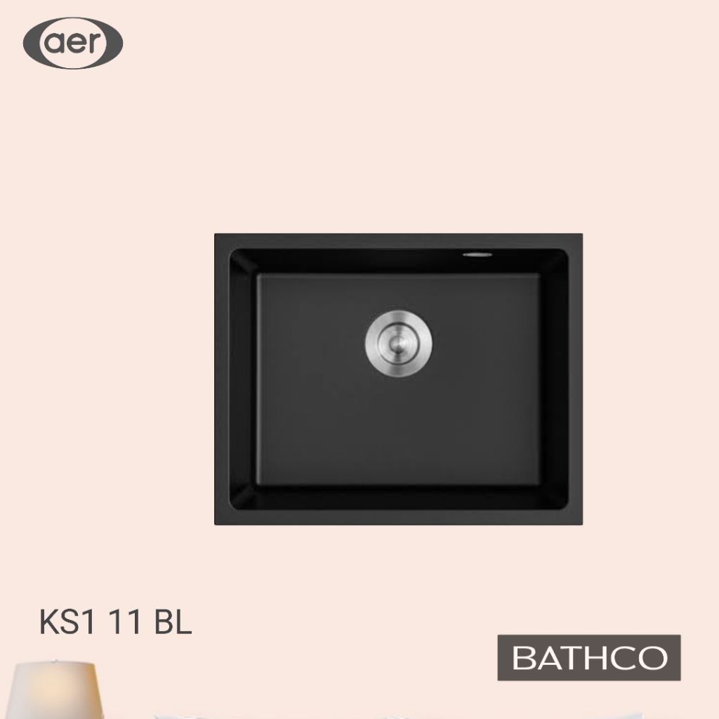 AER KS1 11 BL Granite Kitchen Sink / Bak Cuci Piring Granit matte black