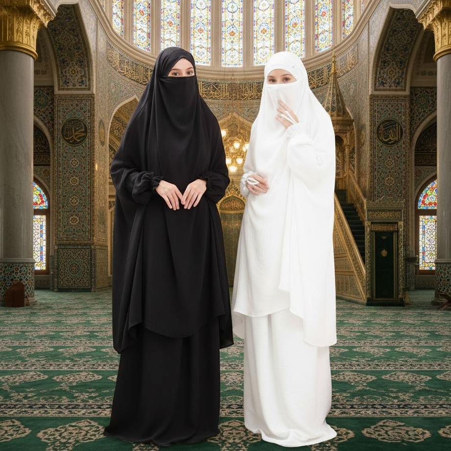 Diana One Set Syari Hijab dan Rok Crinkle Airflow Elegan Putih Hitam Bisa COD French Khimar Set