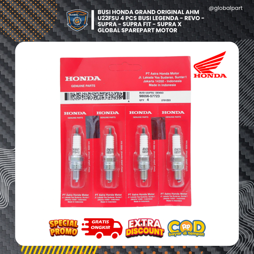 Busi Honda Grand Original AHM U22FSU 4 PCS Busi Legenda - Revo - Supra - Supra FIT - Supra X Global 