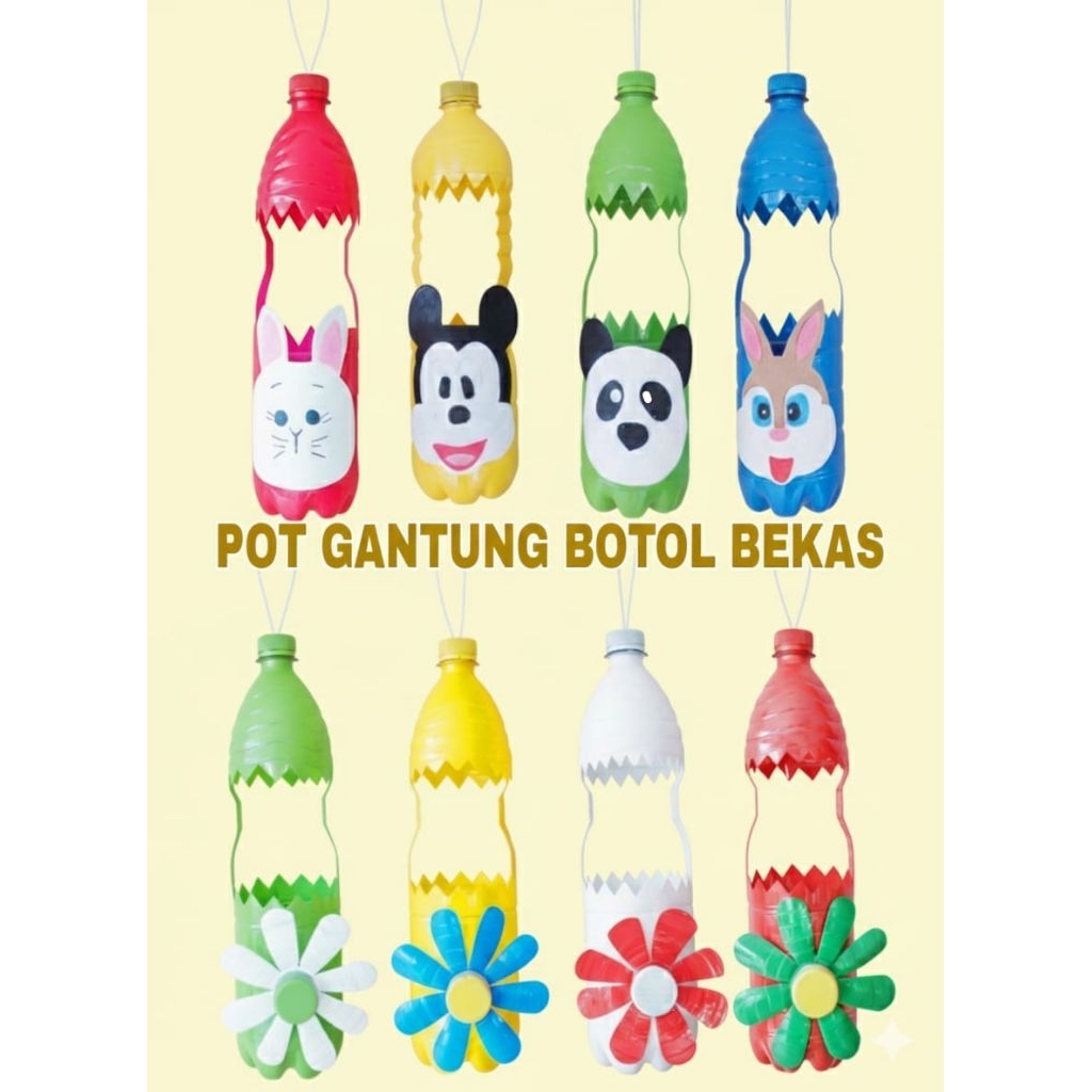 POT GANTUNG DARI BOTOL PLASTIK BEKAS 1500ML  DAN FLANEL