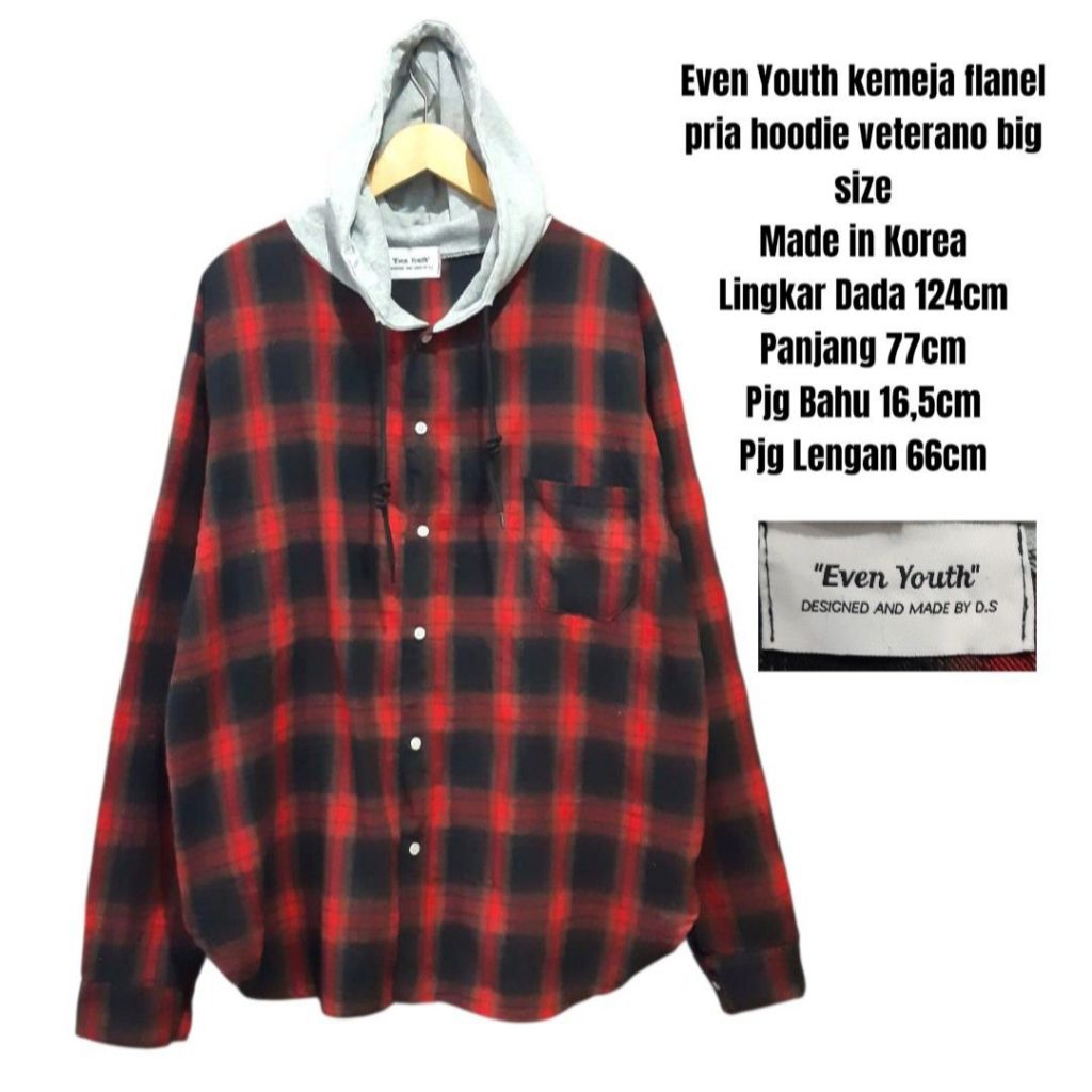 Kemeja flanel pria hoodie veterano big size