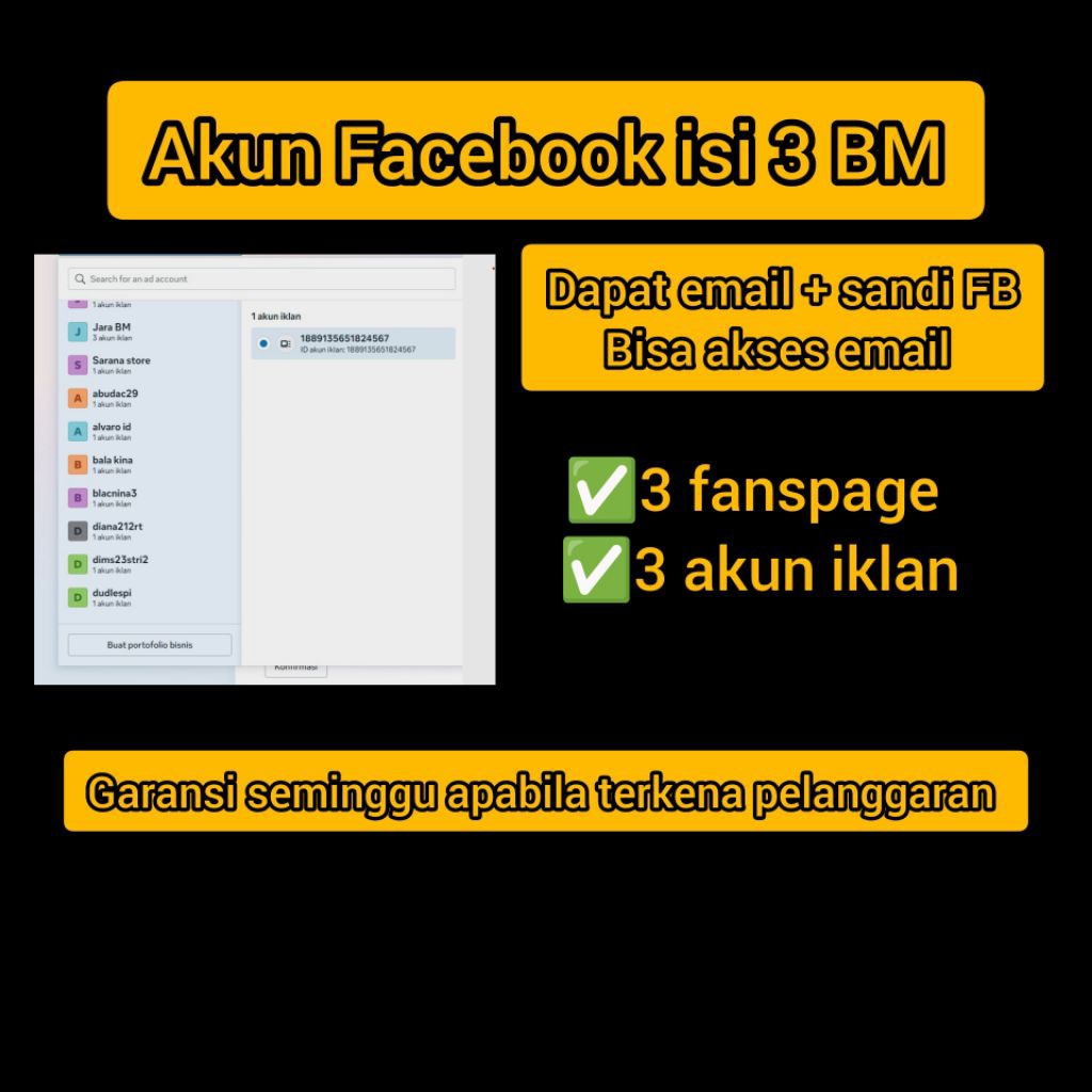 akun Facebook isi 3 BM + personal
