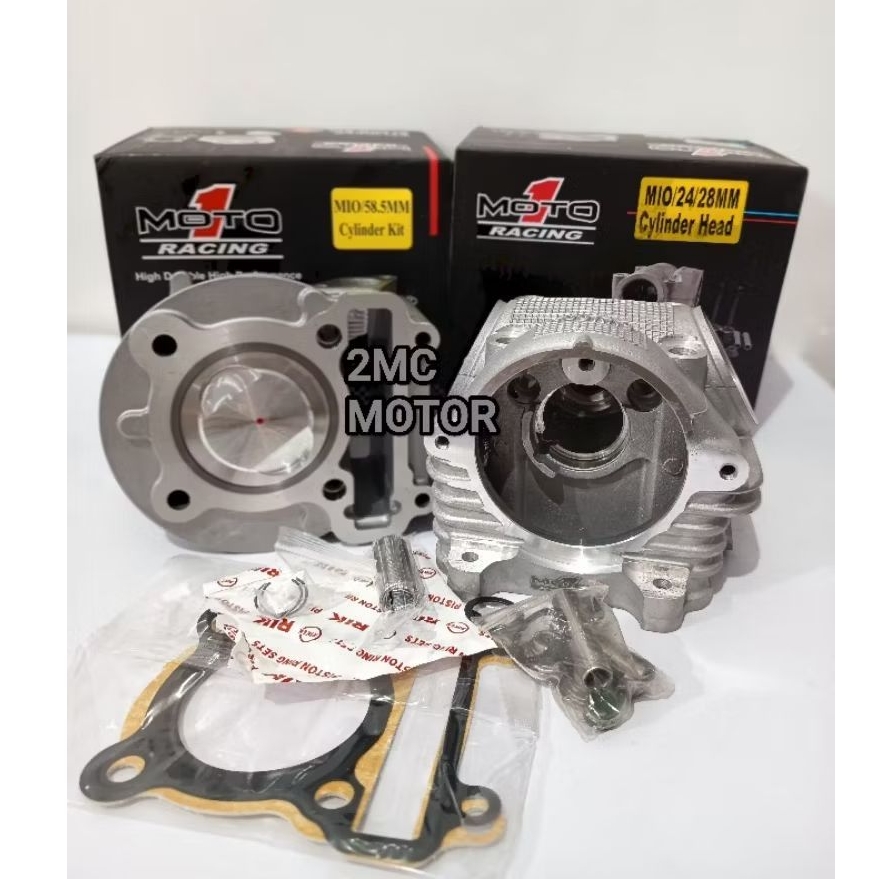 Paket Cylinder Head Mio 24/28+Cylinder Block Mio 58,5 MOTO 1+Noken As BRT+Per Klep MOTO 1