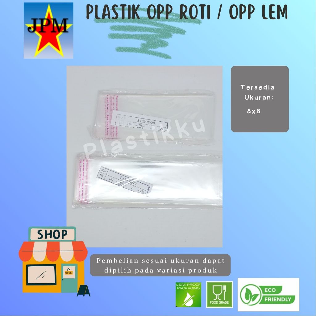 Plastik OPP Lem tebal 20 Panjang 8 / OPP Lem / Plastik OPP Souvenir /  Plastik OPP Bening / Plastik 