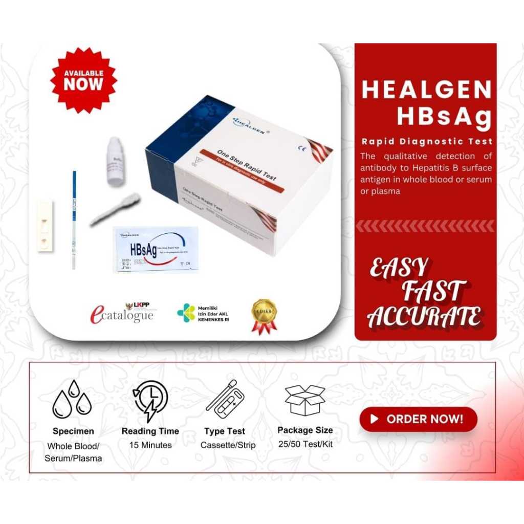 HBsAg cassete healgen | Tes HBsAg cassete | Alat tes hepatitis B | Alat cek HBsAg