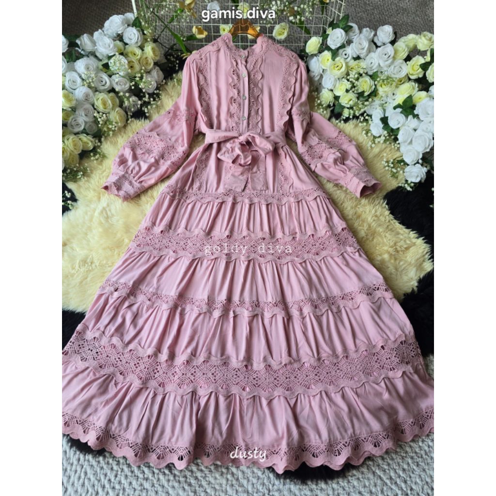 Gamis Diva Premium Import BKK By Goldy ghattbiyya Mewah Katun Rayon Premium