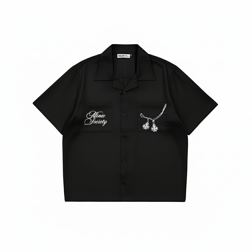 Mnst Shirt | Kemeja Pendek | Boxy | Black | Khufra