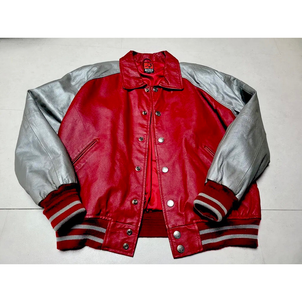 jaket kulit vintage varsity suntory boss coffe