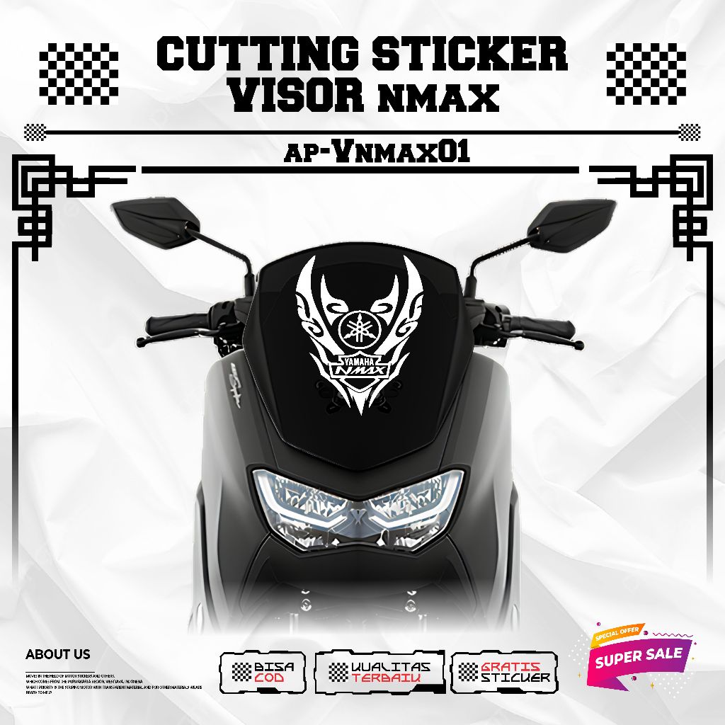 Cutting Stiker Visor Tameng Winshield nmax - Motif racing yamaha nmax
