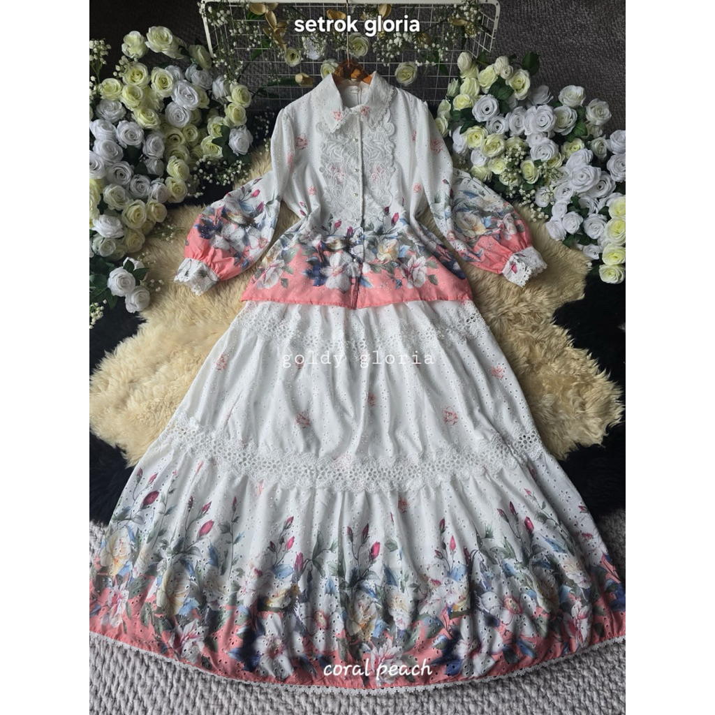Gloria Setrok Goldy Ghatbiyya Floral Renda Premium Elegan Remaja Dewasa