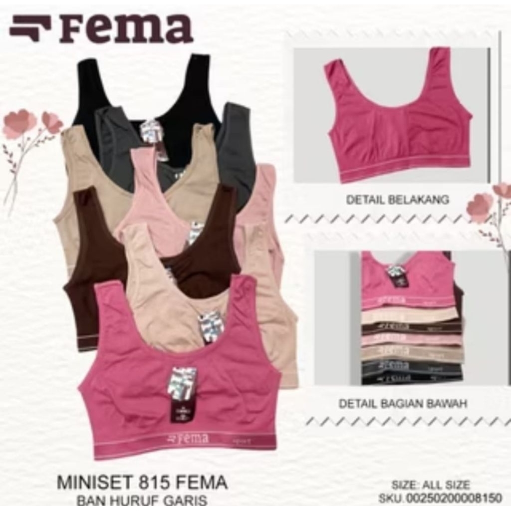 3 PCS Miniset Rajut 815 FEMA BRA Sport wanita model Ban huruf garis FEMA