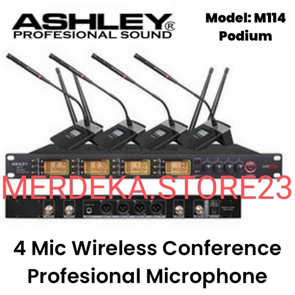 NEW Microphone Wireless Meja ASHLEY M114 | ASHLEY M-114 | ASHLEY M 114 Untuk Pidato Mimbar ( 4x Mic 