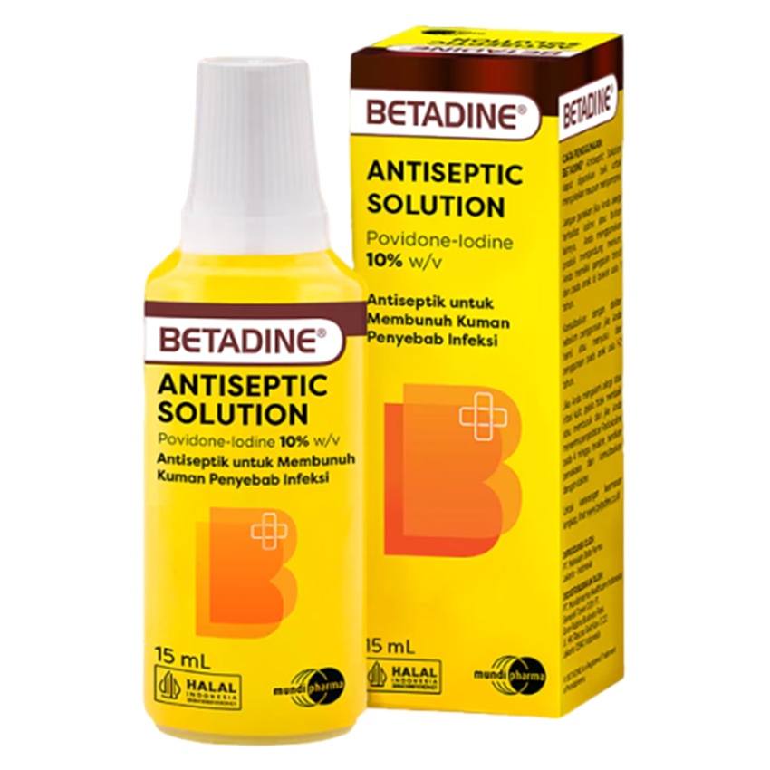 Betadine Antiseptic Solution Obat Luka Luar - 15 mL - Menyembuhkan Luka Kulit