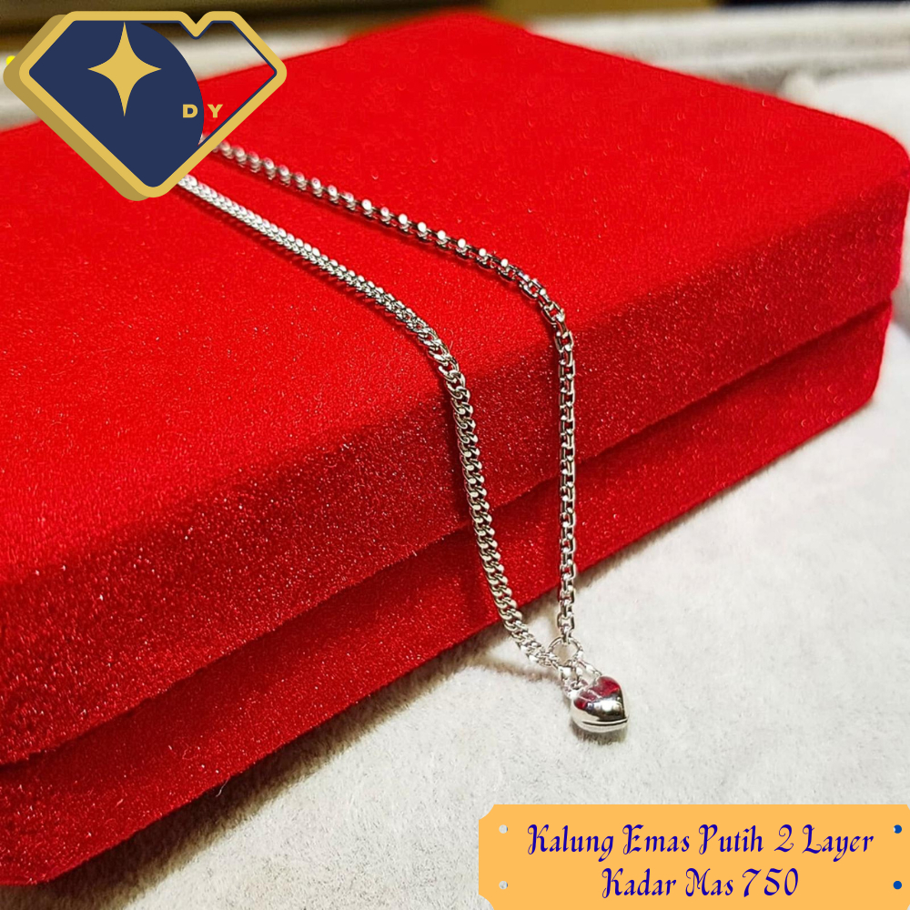 Gelang Rantai mas Terbaru Putih 2 layer Kadar mas Putih 750