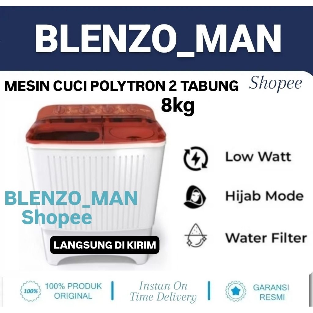 MESIN CUCI POLYTRON 2 TABUNG 8KG