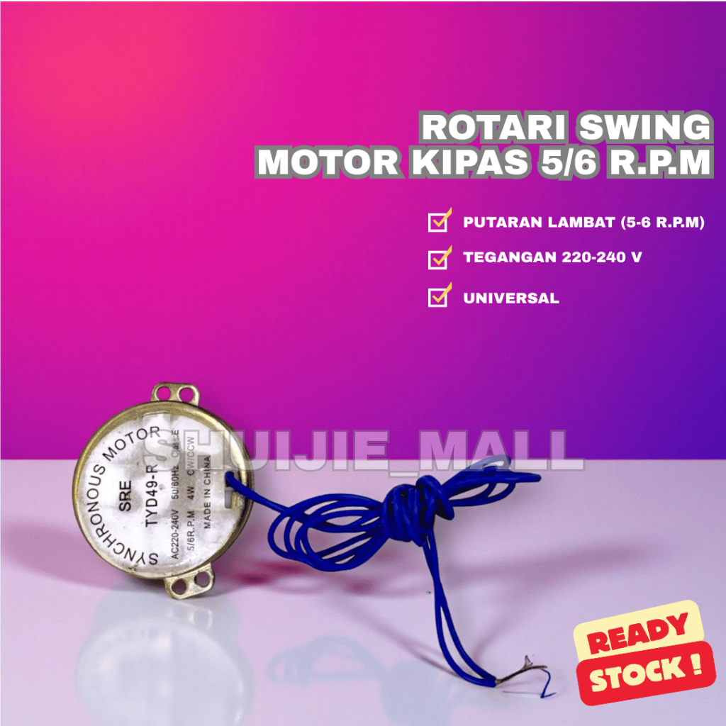 MOTOR ROTARY 5/6 rpm SYNCHRONOUS KIPAS ANGIN UNIVERSAL/ROTARI KIPAS ANGIN 5/6 RPM