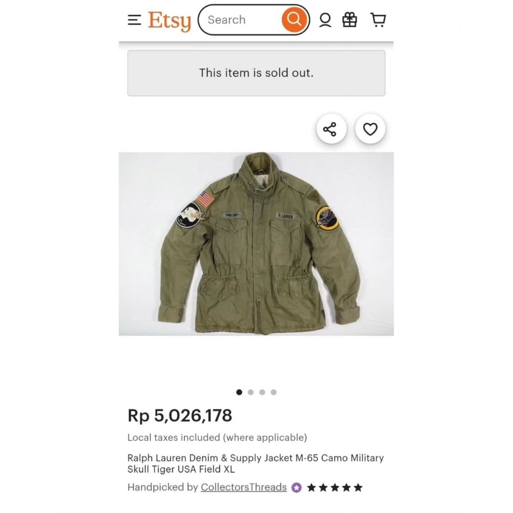 Denim & Supply Ralph Lauren Vintage M65 Field Jacket Military Army Jaket Classic Retro