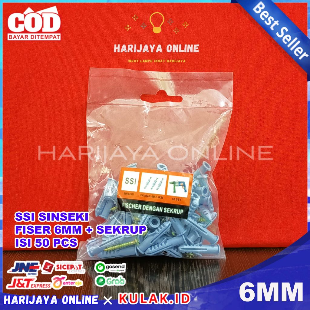 FISHER Dowel Plug 1 Dus – Sekrup Anchor untuk Dinding Beton & Bata Pengencang Skrup Sekrup S6 M6 M8