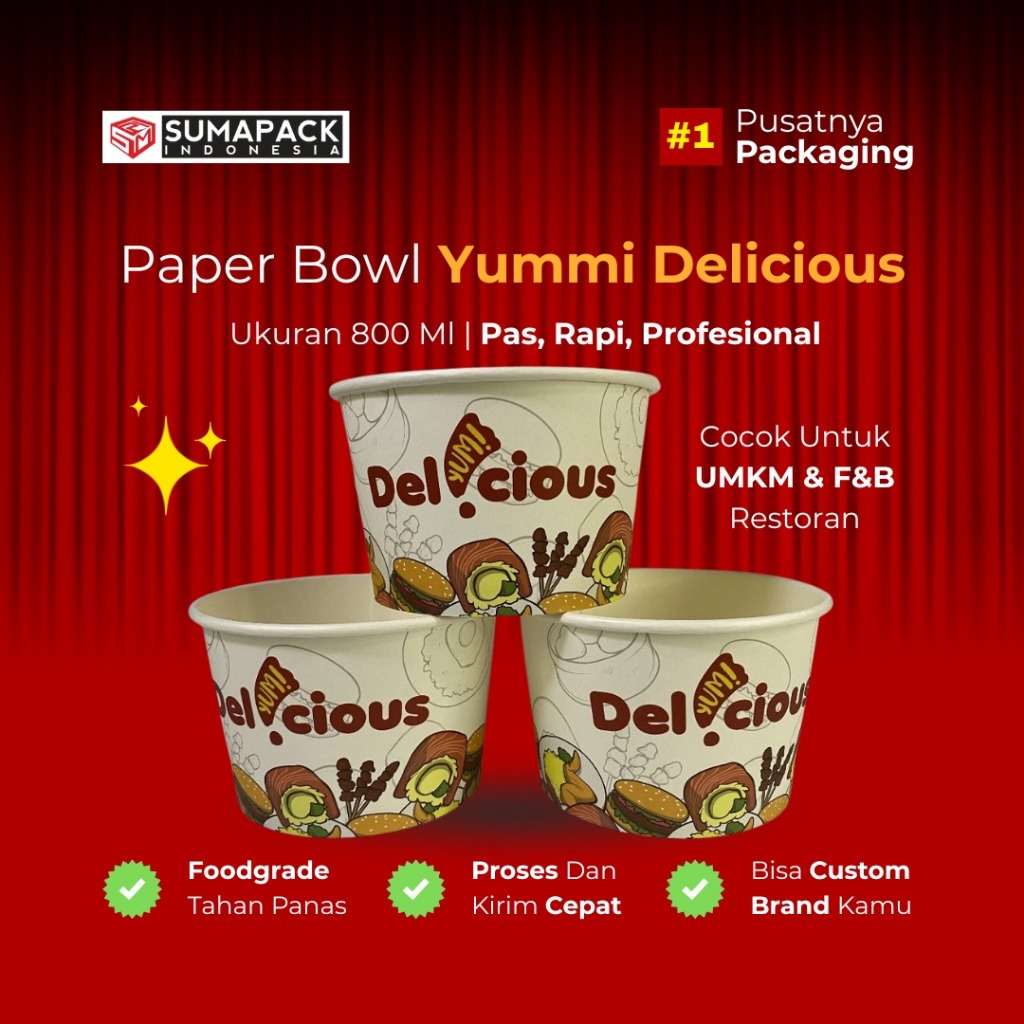 Paper Bowl 800ml I Rice Bowl 800 ml I Bowl Motif I Design Delicious