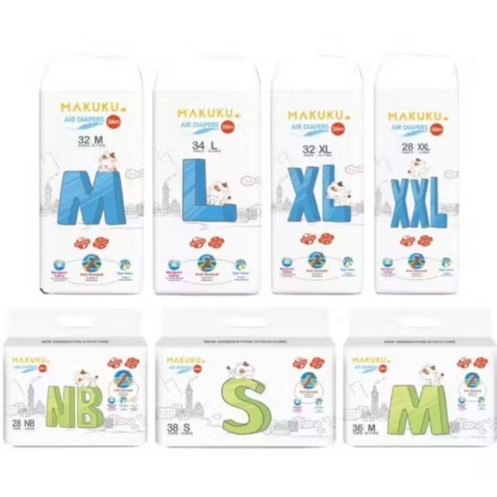 Pampers Makuku popok bayi ukuran S, M, L, XL,XXL