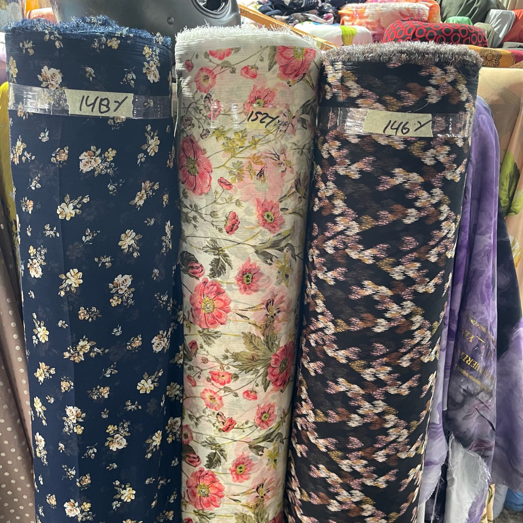 Kain Ceruti impor - Kain bahan Meteran - Ceruty Motif | Kain Sifon Motif