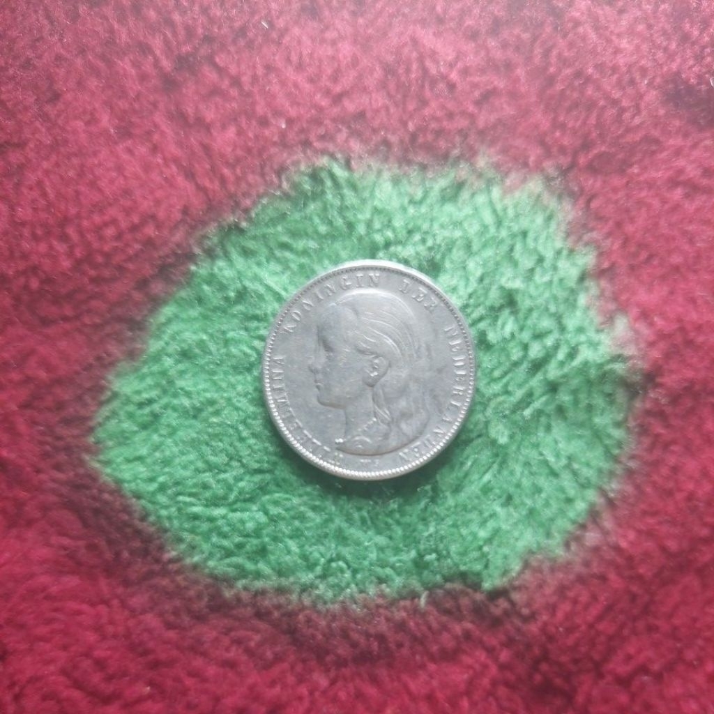 Koin perak langka wilhelmina 1 gulden long hair asli