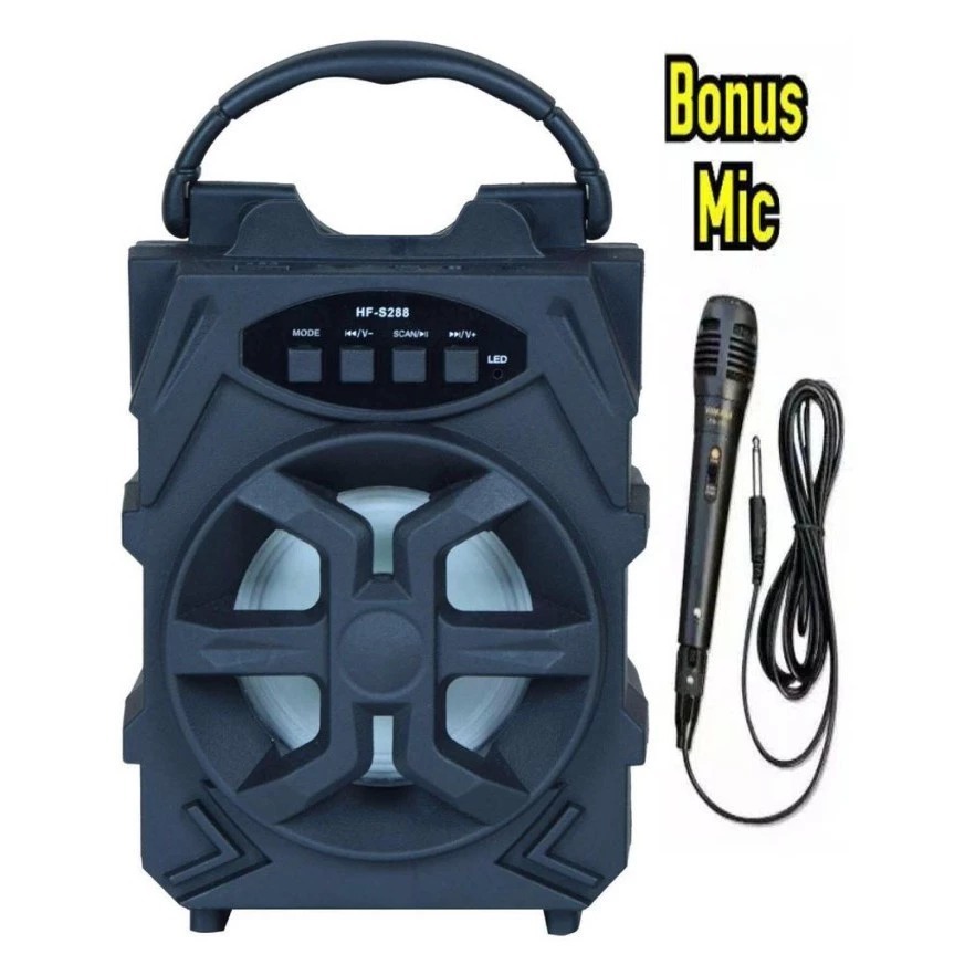 Speaker Bluetooth HF-S288 + Mic Karaoke Wireless Speaker Portable