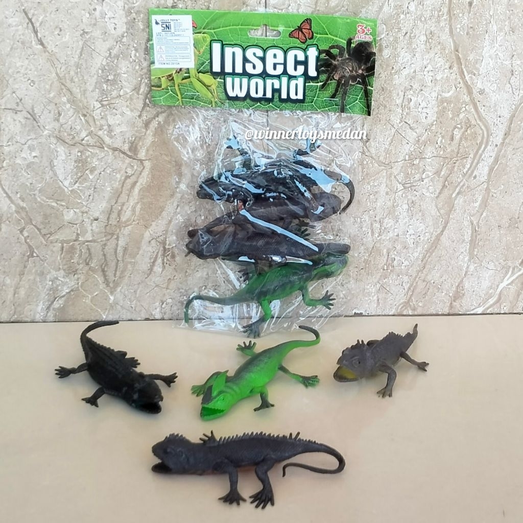 Mainan Insect World / Mainan Buaya Karet Kadal Tokek (DK)