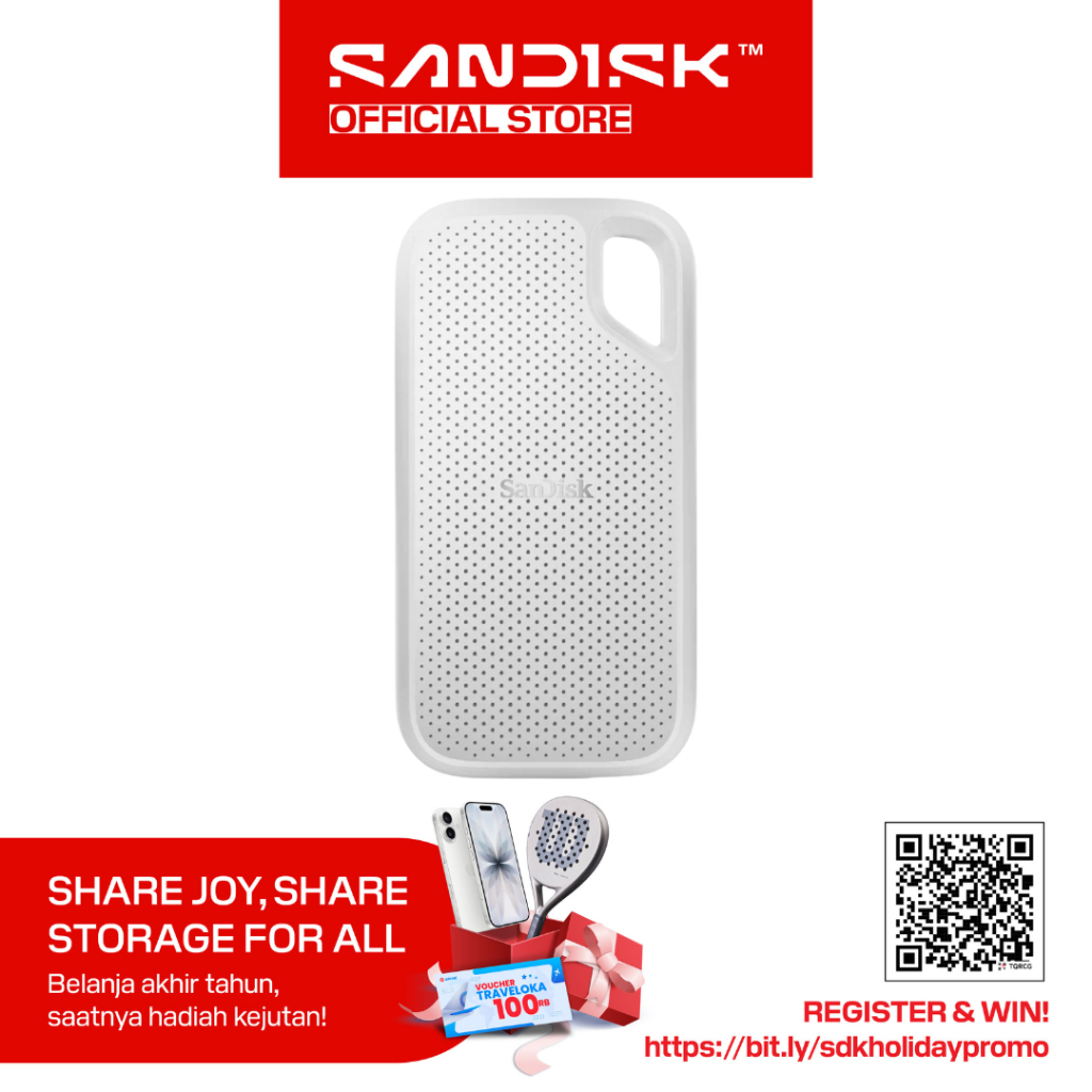 SANDISK Extreme Portable SSD E61 White 2TB Type-C USB 3.2 V2 (Up to 1050MBps)