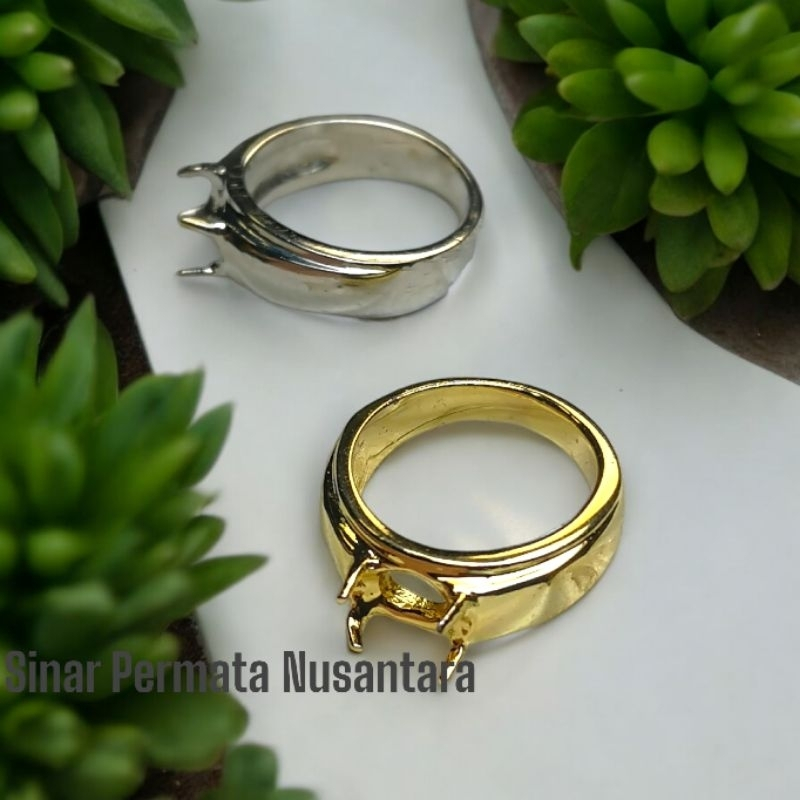Ring cincin emban cangkang pria wanita minimalis bahan alpaka super premium quality 4x6mm