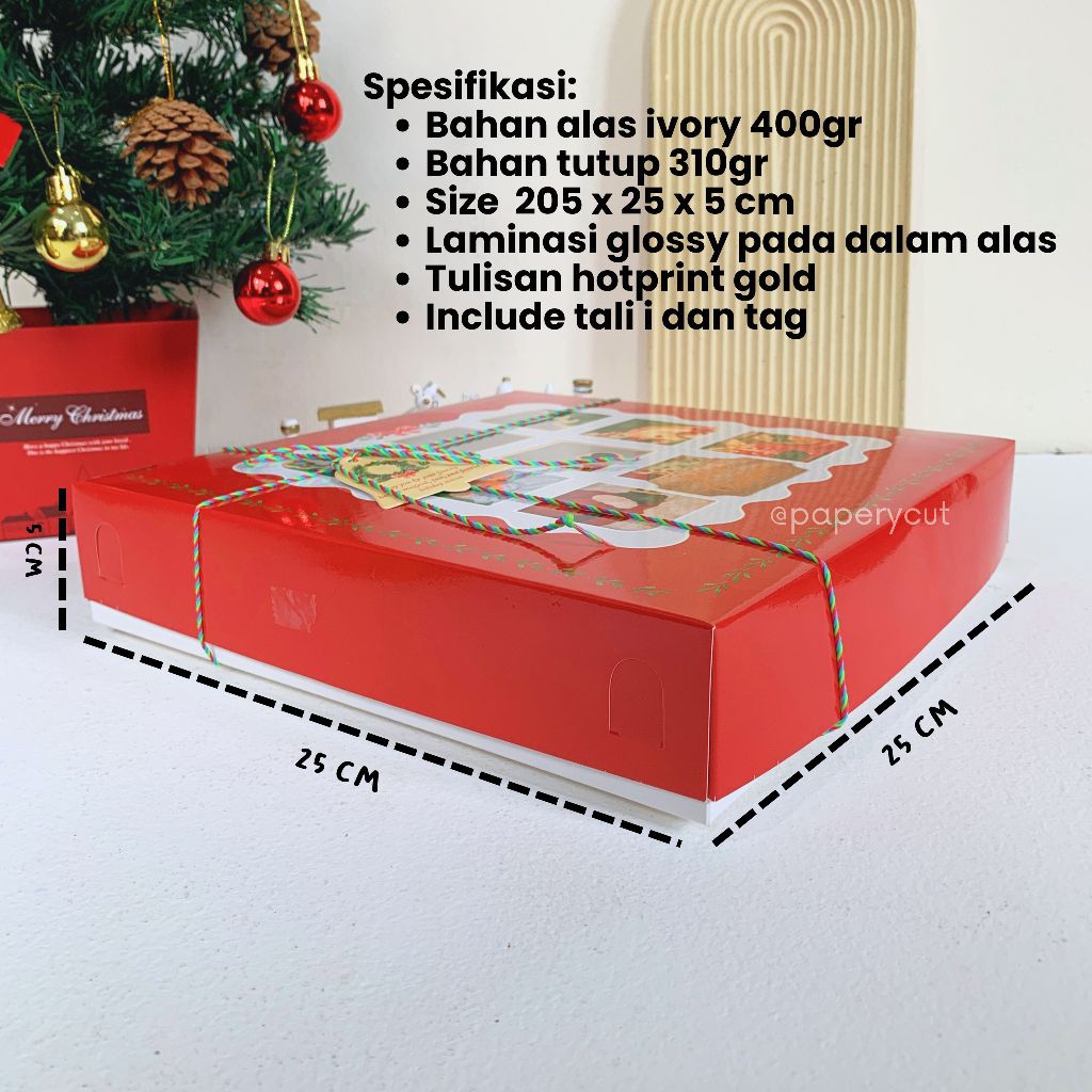 Younger_Shop Box Kue Natal Bolu Lapis Toples Hampers - 25 X 25 X 5 Cm