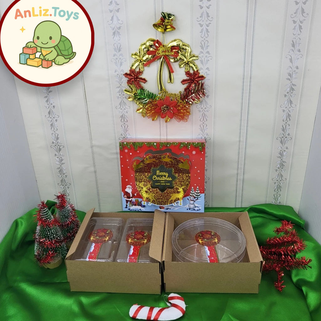 [GROSIR] Box PREMIUM Hampers Natal Warna Merah 1 Toples 500gr - Dus Natal Christmas
