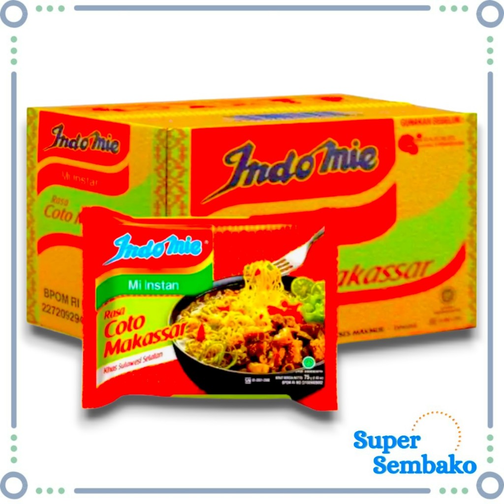 MIE INSTAN INDOMIE KUAH COTO MAKASSAR / MKS PER 1 KARTON / DUS / DOS ISI 40 BUNGKUS