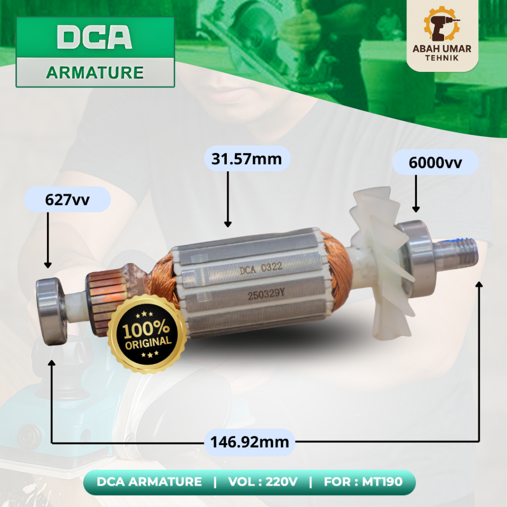 DCA Armature Angker Mesin Serut MT190 Original 220V untuk Maktec 191 / 192 dan makita MT902 / MT901