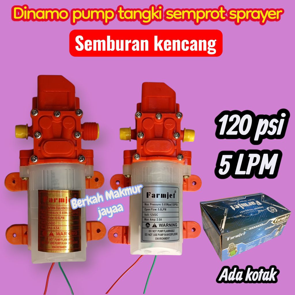 Dinamo Pompa Air Sprayer Elektrik 120 PSI FARMJET Dinamo Tangki Semprot DC 12V