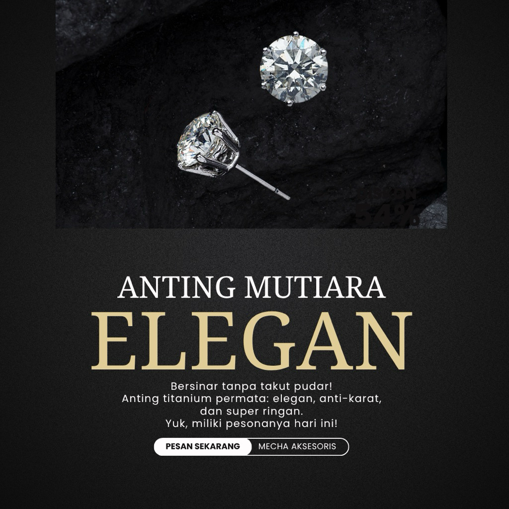 Anting tusuk pria dan wanita titanium anti karat  / Anting korea model berlian