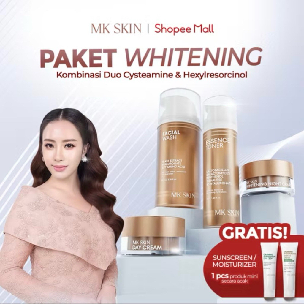 MK SKIN -  Paket Wajah Whitening - Kombinasi Cysteamine & Hexylresorcinol untuk Mencerahkan Kulit & 