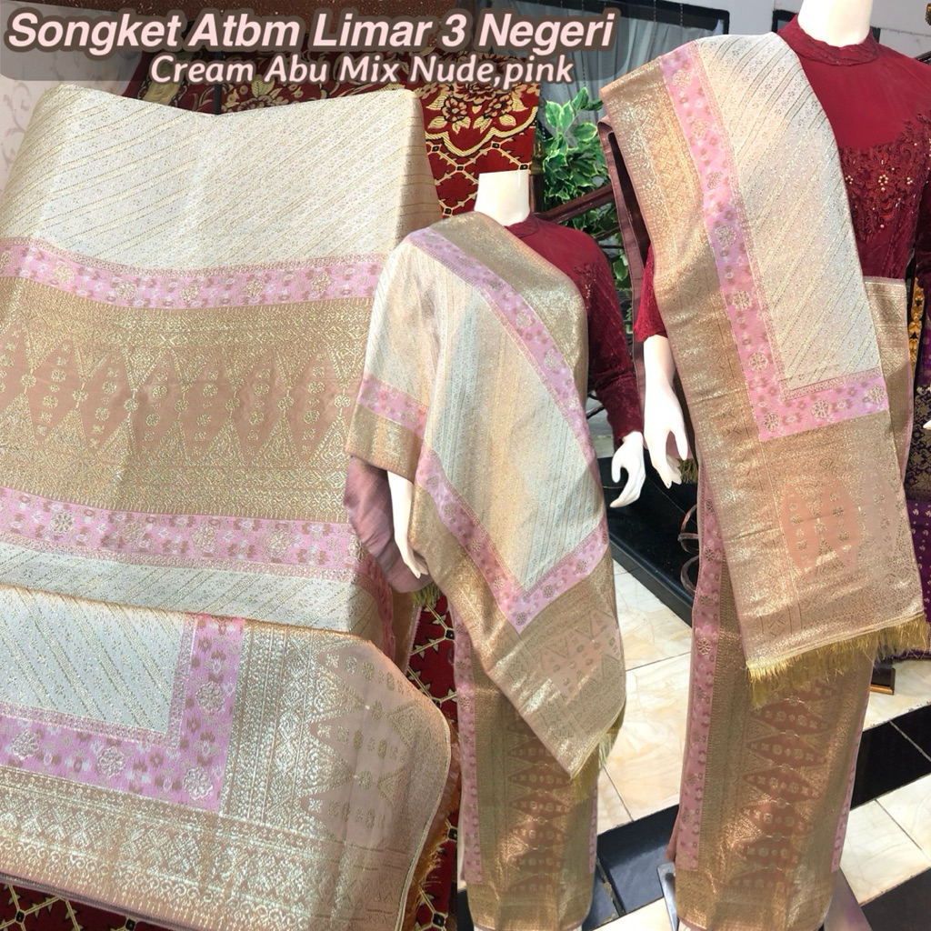 NEW Songket Atbm Limar 3 Negeri Exclusive / Songket Tenun Mesin Palembang / Motif Pulir