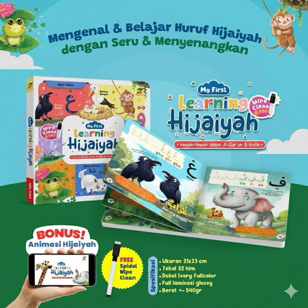 Ziyadbooks My First Learning Hijaiyah Boardbook Untuk Belajar Membaca dan Menulis Board Book Anak Ba