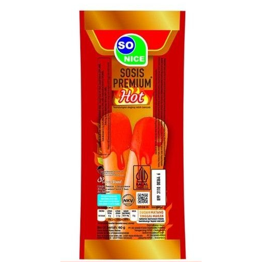 SO NICE SOSIS PREMIUM HOT 60 GR / SO NICE SOSIS PREMIUM ORIGINAL 60 GR /SO NICE SOSIS PREMIUM KEJU 6