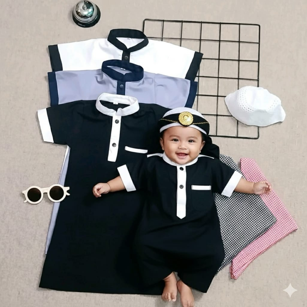 BAJU KOKO BAYI SET SORBAN 0-2 TAHUN JUBAH BAYI AQIQAH BAJU GAMIS KOKO