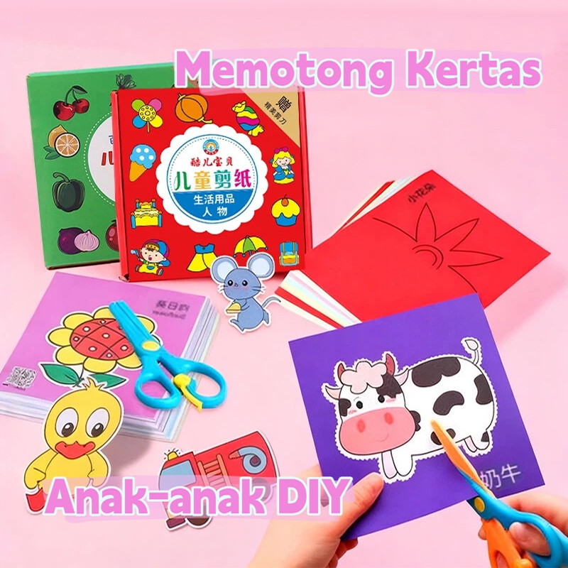 Diy Paper Cutting Activity Kit Mainan Menggunting Kertas Montessori Mainan