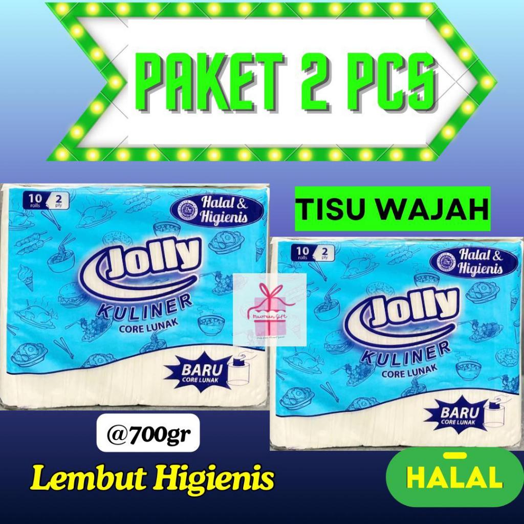 Tissue Facial Jolly Biru Tisu Wajah Lembut 700gram 2ply - Paket Hemat 2 Pcs