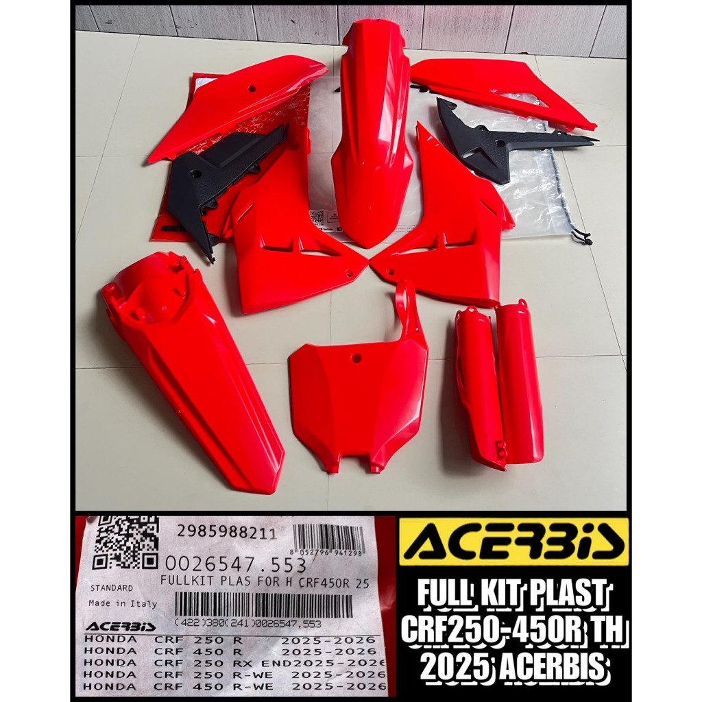 Paket Body Set Acerbis CRF250R CRF450R CRF250RX CRF450WE 2025-2026 Merah Original