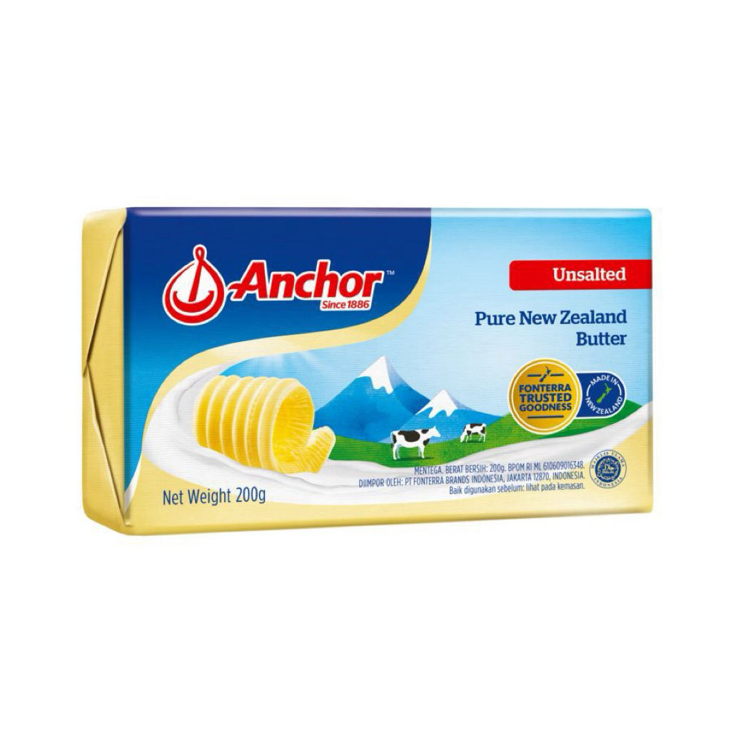 Mentega Anchor Unsalted Butter 200 gram