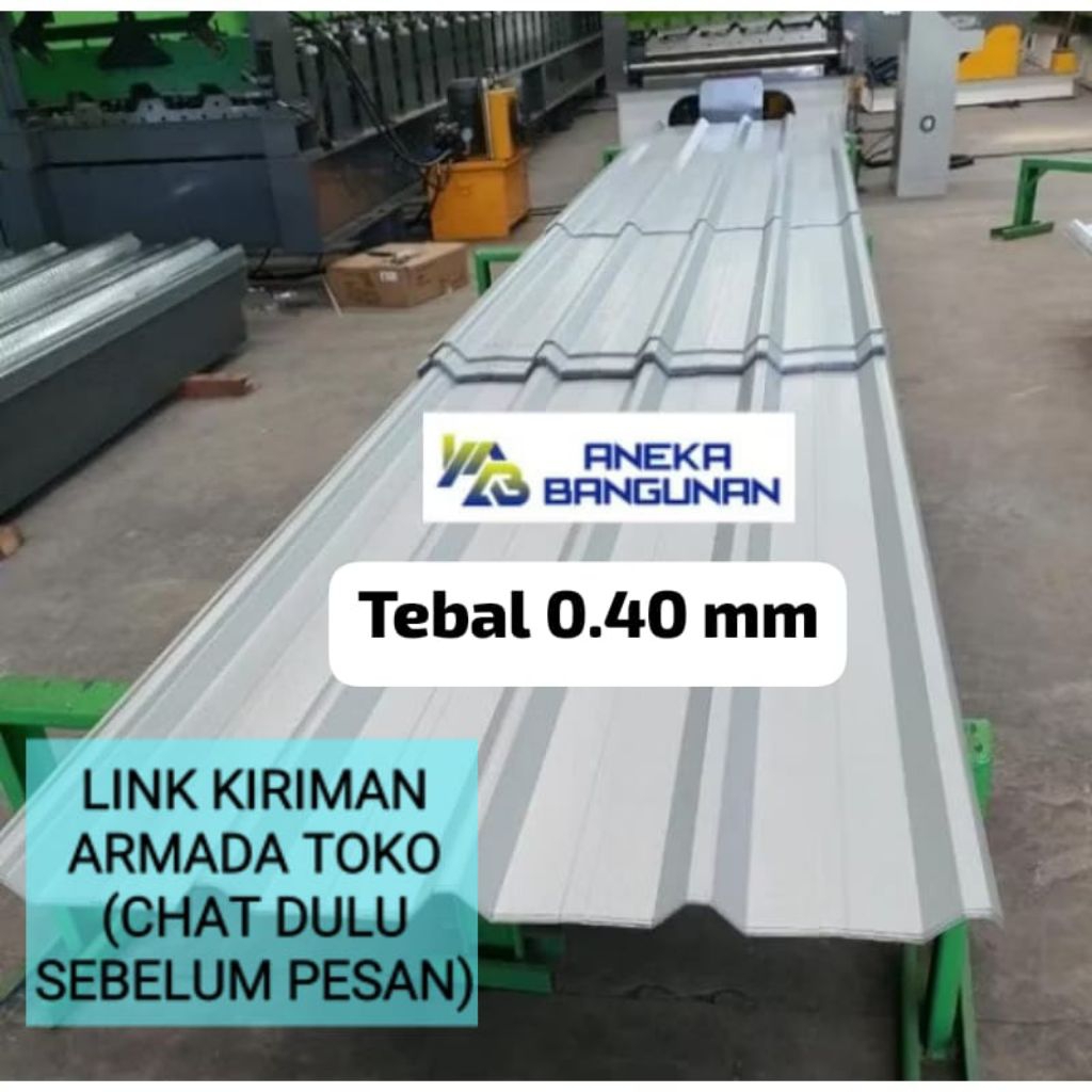 Atap Spandek Polos tebal 0.40 mm (harga per meter)