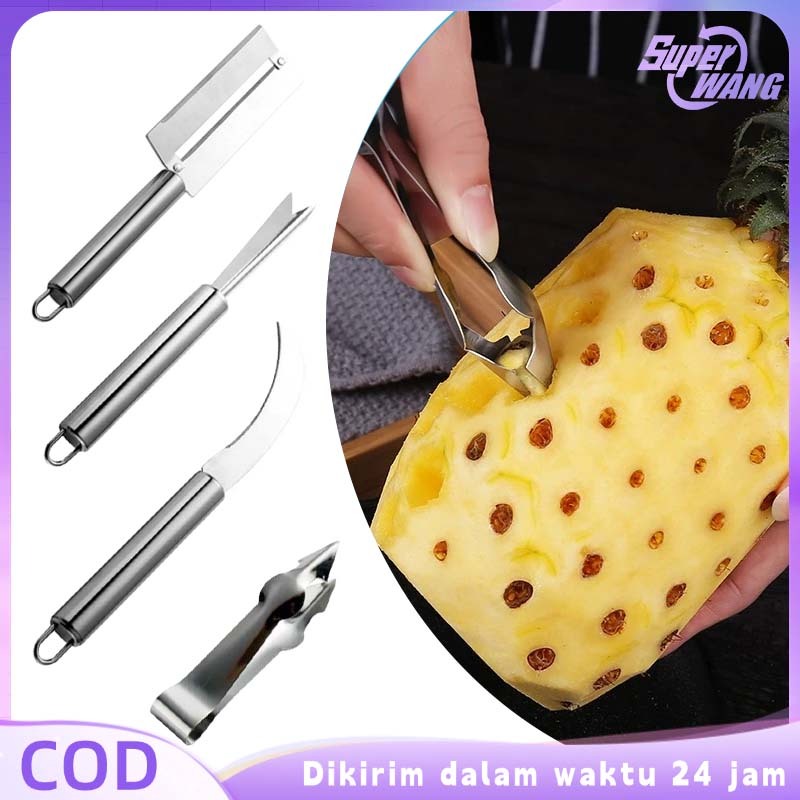 4pcs Alat Pengupas Nanas 1 Set Alat Kupas Nanas Stainless Pisau Pengupas Nanas Alat Pengupas Mata Na