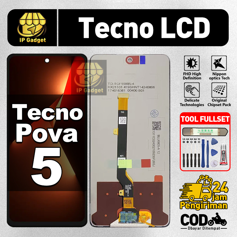 ORI FOR LCD Tecno POVA 5 Fullset Original LCD HP Tecno POVA 5 Asli Touchscreen Layar Sentuh HP COD