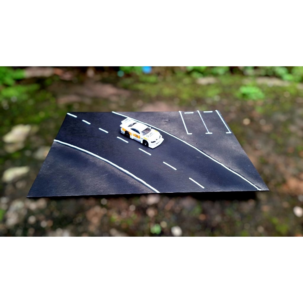 Diorama Alas jalan raya aspal 1:64 untuk photography diecast parkiran