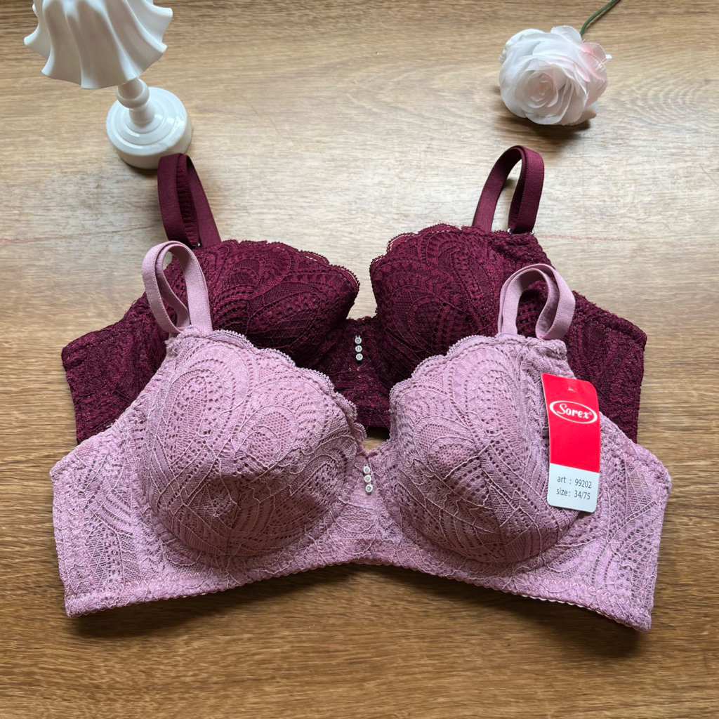 SOREX BRA BERKAWAT BUSA TIPIS RATA SIZE 34A 34B A75 B75 BH FULL LACE PENGAIT 3X3 STEP